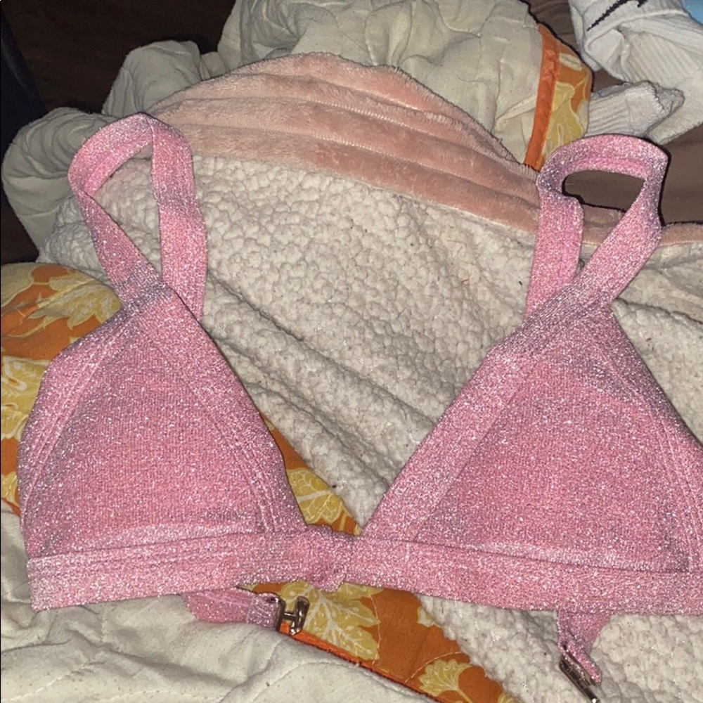 Sparkly pink bikini top